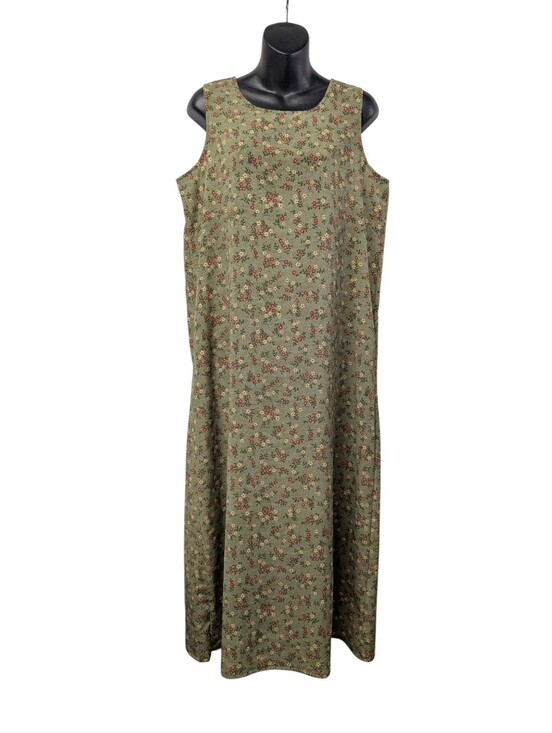 Christopher & Banks Dresses & Skirts - Christopher & Banks Green Floral Sleeveless Midi Dress Women's Size 10 Keyhole